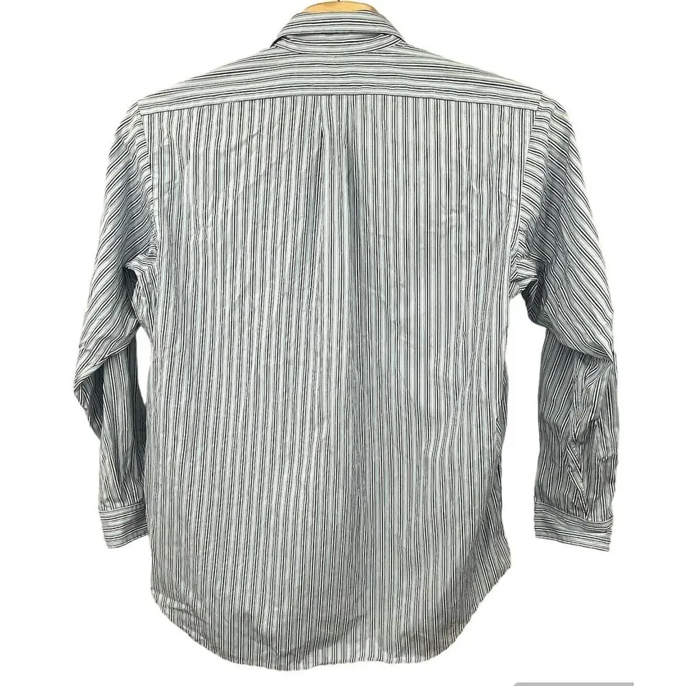 Polo Ralph Lauren Mens Large Classic Fit Blue White Stripe Pony Logo